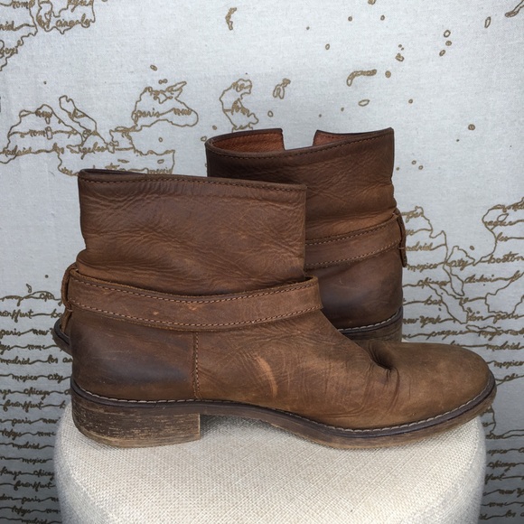 Madewell Women's Approx. Size 7.5 The Biker Boot Distresses Apple Butter Brown - Picture 8 of 16